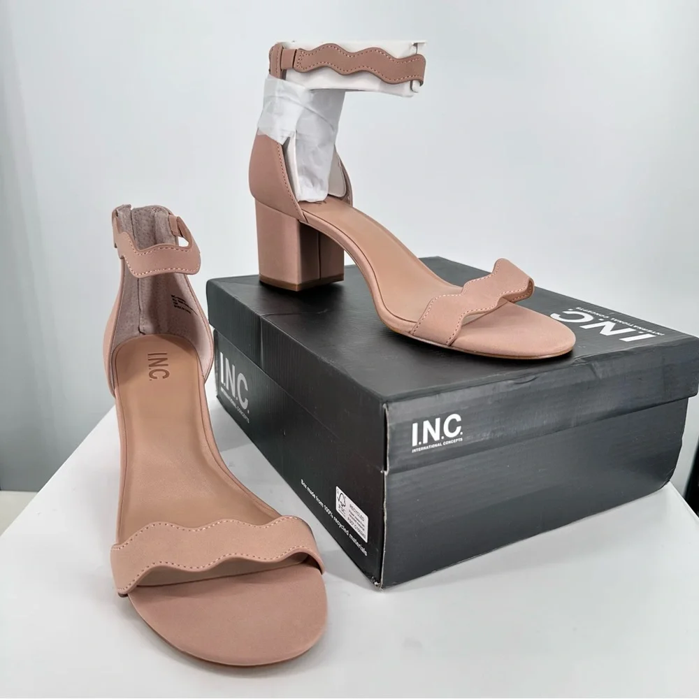 I.N.C. Hadwin Scallop Two-Piece Sandals in Pink Bloom size 12 Ankle Strap